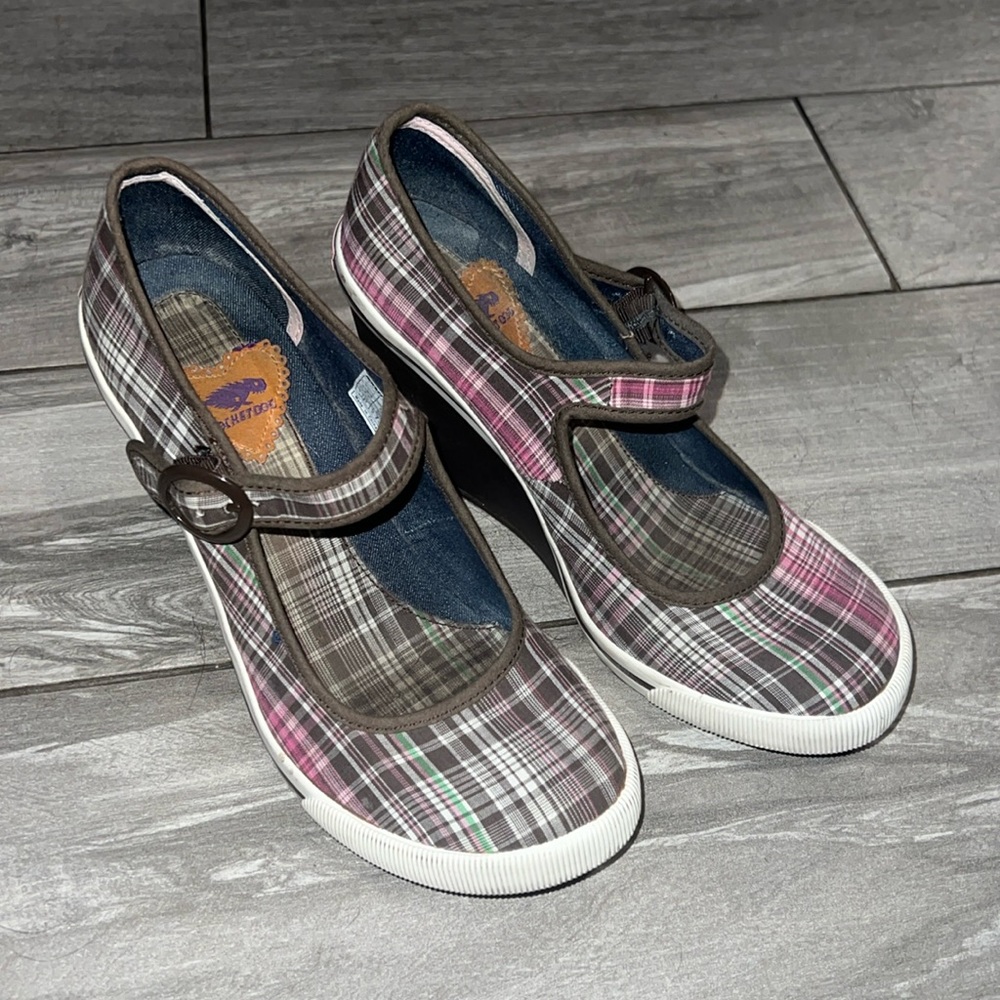 Rocket Dog Vintage Y2K Plaid Mary Jane Sneaker Wedges Tartan Retro 90’s Shoes 8